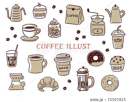 コーヒー 珈琲 イラスト かわいいの写真素材