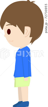 男の子 1人 小学生 横向きのイラスト素材