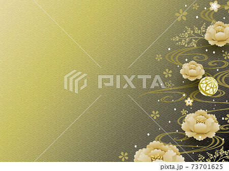 牡丹 花 和柄 植物 正月 イラスト 和風の写真素材