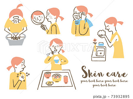 女性 食事 ベクター かわいいのイラスト素材