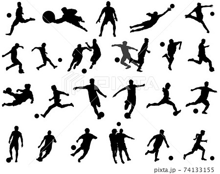 スポーツ サッカー イラスト 白黒の写真素材