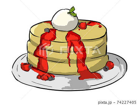 パンケーキ デザート ホットケーキ フルーツのイラスト素材