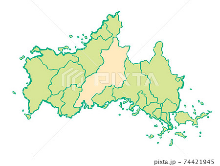 山口県地図 山口県 地図 市区町村のイラスト素材