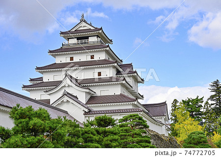 鶴ヶ城 秋 城 会津若松城の写真素材