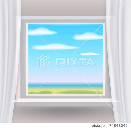 カーテン 窓のイラスト素材