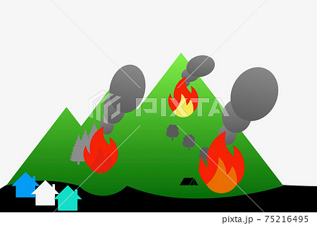 森林火災 山火事 火事 火災のイラスト素材