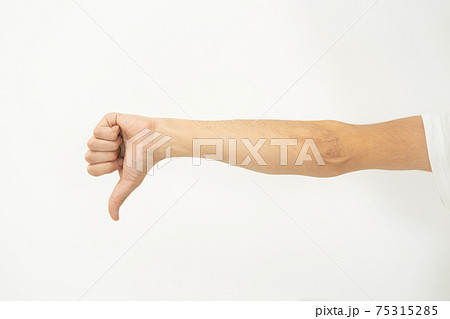 手 親指 ブーイング 指の写真素材