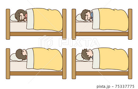 ベッド 寝る 女性 睡眠のイラスト素材