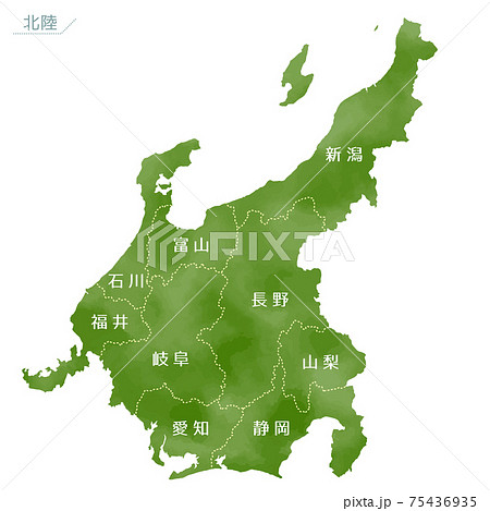 北陸地方 日本列島 日本地図 日本のイラスト素材