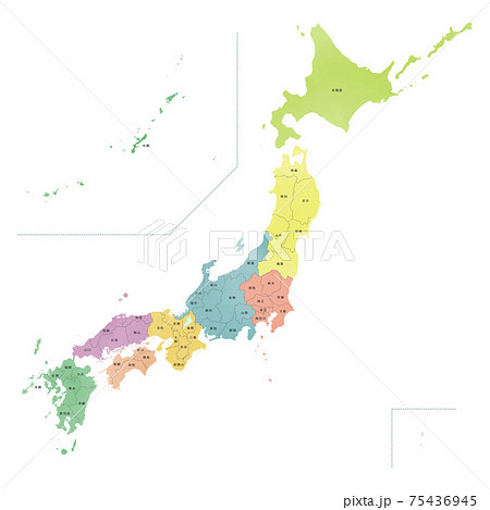 日本地図 日本 地図 都道府県のイラスト素材