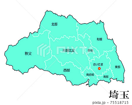 埼玉県 地図 関東地方 都道府県のイラスト素材