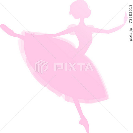バレエのジゼルを踊るバレリーナ ピンクのシルエット グラデーションのイラスト素材