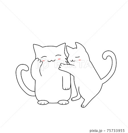 ラブラブ 恋人 カップル 猫のイラスト素材