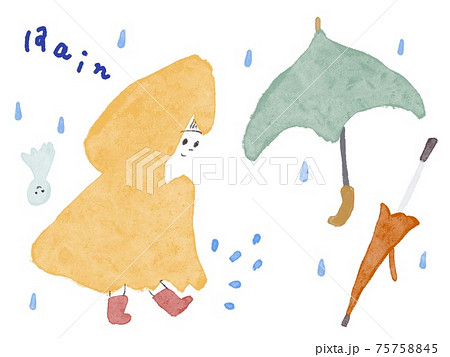 傘 女の子 雨 梅雨のイラスト素材