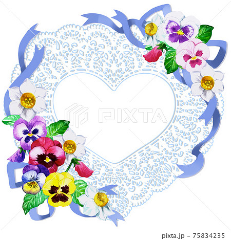 ハート レース イラスト かわいいのイラスト素材