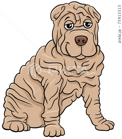 シャーペイ犬 面白いのイラスト素材