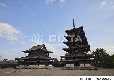 法隆寺 五重塔の写真素材
