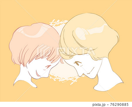 向かい合う 2人 人物のイラスト素材