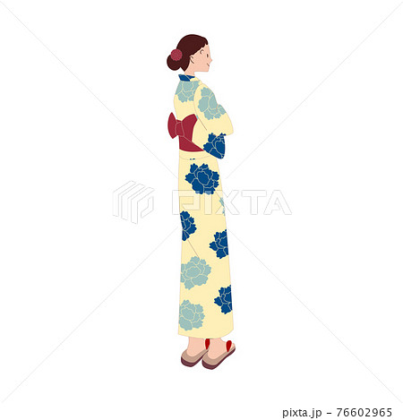 着物 人物 女性 後ろ姿のイラスト素材