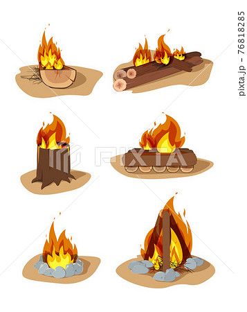 焚き火 薪 炎 燃焼のイラスト素材