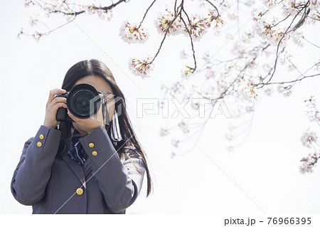 女性 カメラ 構える カメラ女子の写真素材