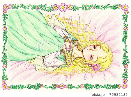 眠り姫 イラスト かわいいの写真素材