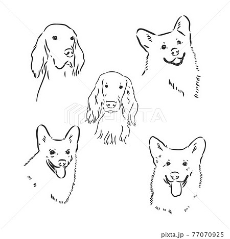 犬 モノクロ 白黒 子犬のイラスト素材 犬 モノクロ 白黒 子犬のイラスト素材