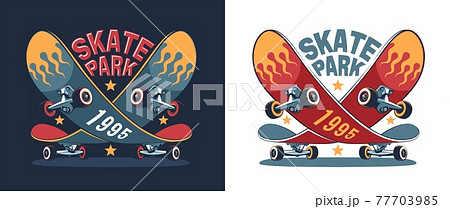 スケボー スケートボード ステッカー かっこいいのイラスト素材