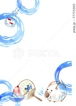 金魚 夏 ハガキサイズ 葉書のイラスト素材 - PIXTA