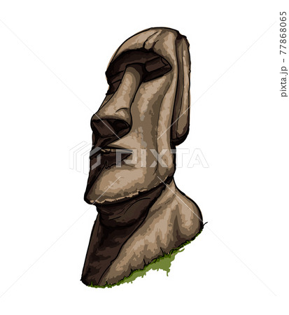 Moai stone statue pop art Royalty Free Vector Image