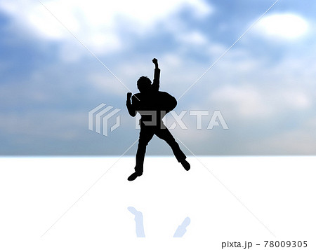 ジャンプする男子学生シルエット2 黒 Cgイラスト横のイラスト素材