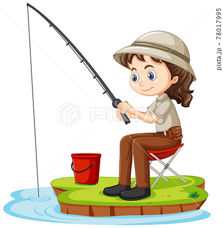Fisherman character. Cartoon fisherman with fishing tackle, fishing rod,  reels, boat and fish bait vector illustration set. Fishing outdoor leisure  symbols, Stock vector