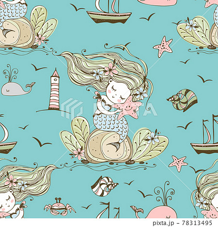 人魚姫 可愛いのイラスト素材