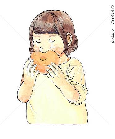 女の子 ドーナツ 食べる 子供のイラスト素材