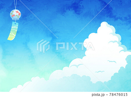 風鈴 入道雲 雲 青空のイラスト素材