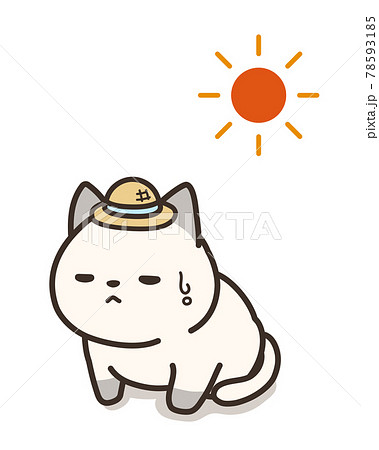 動物 猫 暑い イラストの写真素材 動物 猫 暑い イラストの写真素材