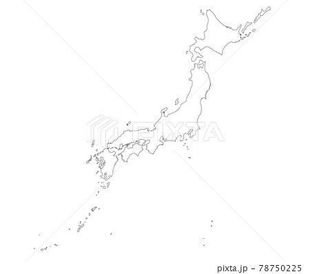 日本地図 日本列島 マップ 白抜きのイラスト素材