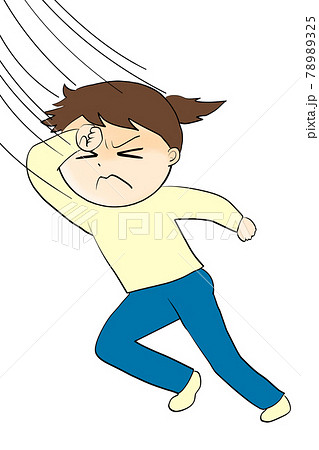 向かい風のイラスト素材