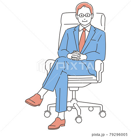 足を組む 座る 人物 男性のイラスト素材