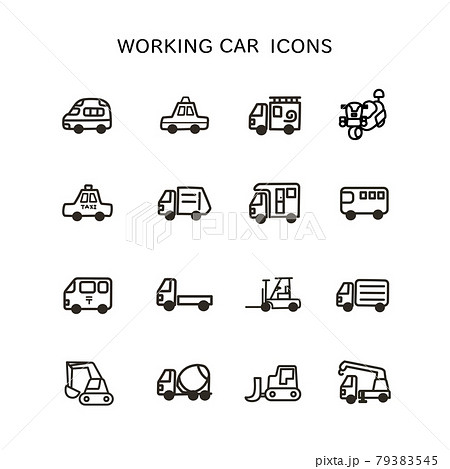 白バイ 救急車 パトカー 消防車のイラスト素材