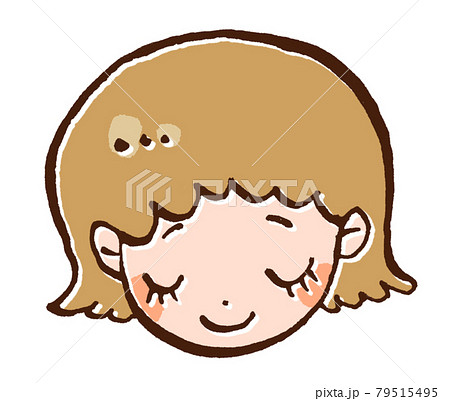 目を閉じた笑顔の女の子のイラストのイラスト素材