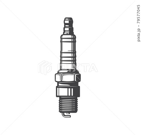 プラグ 点火プラグ スパークプラグ 白バックの写真素材
