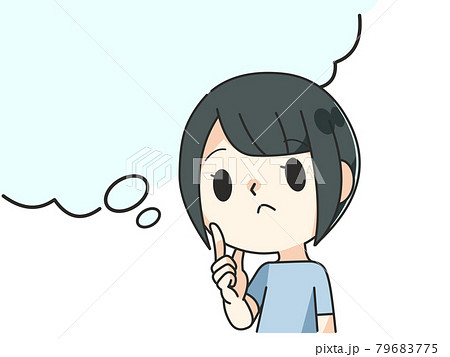 悩む 考える 女の子 思案のイラスト素材