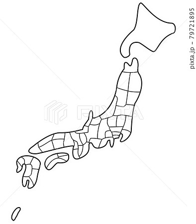 日本列島 日本地図 デフォルメ ベクターのイラスト素材