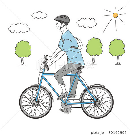 かわいい イラスト シンプル 自転車の写真素材