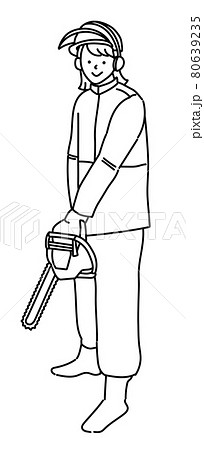 林業 イラスト 白黒 モノクロのイラスト素材