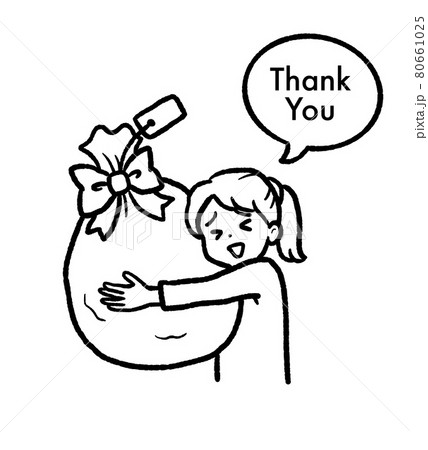 クリスマス シンプル 線画 モノクロのイラスト素材