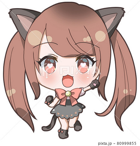 特価ブランド 手描きイラスト オリジナル【にゃんこメイド＊水色