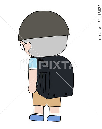 子供 男の子 小学生 後ろ姿のイラスト素材