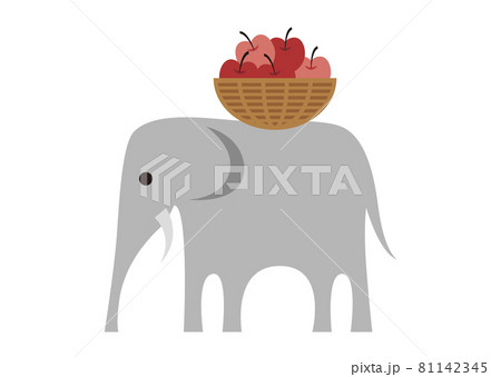 象 白背景 横向き 牙のイラスト素材 象 白背景 横向き 牙のイラスト素材